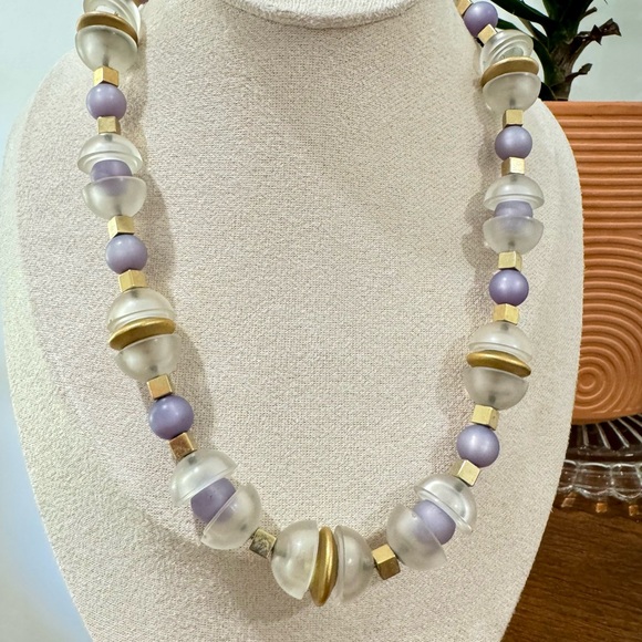 Napier Crystal Ice Collection, Lucite MCM Bead Statement Necklace - Picture 3 of 5